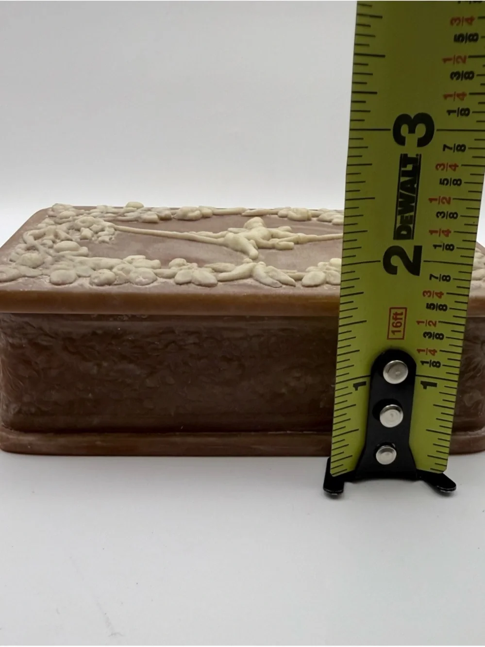 Vintage Incolay Stone Cherub Trinket Box EUC